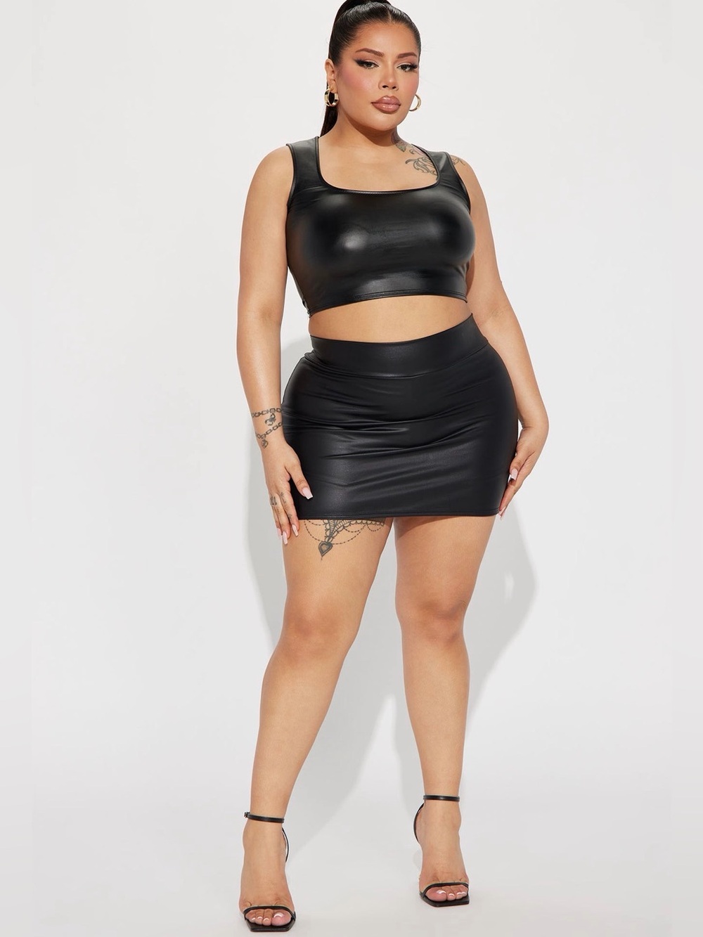 Fashion Nova Black Faux Leather Mini Skort